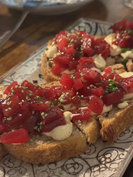 Tuna tartare tosta with sesame seeds, a tapas tour highlight